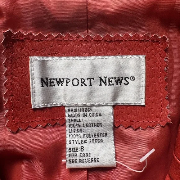 Newport News Red Leather Blazer/Jacket Size 8 - Picture 8 of 11